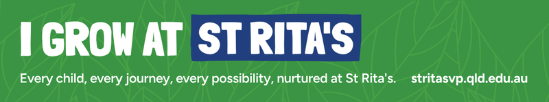 School promotional banner highlighting growth and opportunity for every child at St Rita’s within a nurturing learning community
